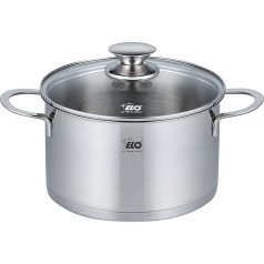 ELO Galant Series 72541 Stewing Pan 20 cm with Glass Lid Induction High-Gloss Stainless Steel with Litre Scale and Oil Dispensing System