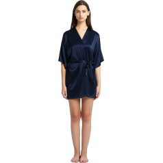 Jasmine Silk Sieviešu zīda halāts Kimono Navy, tumši zils