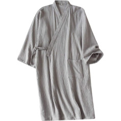 Vīriešu pidžama Kimono Vīriešu pidžama Pavasara vasara Rudens pidžama Kokvilnas mīksts mājīgs garām piedurknēm Sleepwear Modern Sleep Shirt Casual Dressing Gown Sleep Shirt for Bath Sleeping at Home