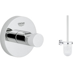 GROHE Bau Cosmopolitan, vannas istabas piederumi, tualetes birstes komplekts, 40463001 & essentials vannas istabas piederumi, vannas istabas rītas rokturis, hromēts 40364001