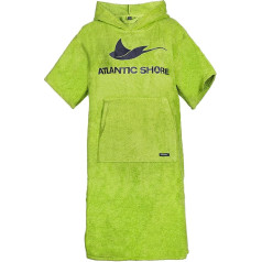 ATLANTIC SHORE | Sērfošanas pončo | Badepončo ar kapuci no 100% Baumwolle | Unisex | Basic für Erwachsene zaļā krāsā | Garš (līdz 175 cm)