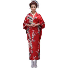 Melns cukurs Kimono kleita Sievietes meitenes Japānas Cosplay fotogrāfija Peacock Yukata Satīna Geisha