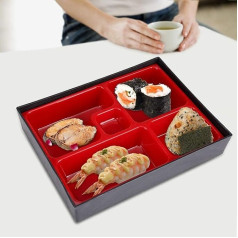 Nimoa Bento Box - pārnēsājama koka graudu Bento kaste ar pieciem režģiem Bento uzglabāšanas kaste japāņu stilā piknikam birojā