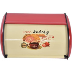 BuyWeek Bread Bin for Kitchen Worktop, Metal Bread Bins, Large Capacity Bread Storage Box, Bread Holder with Roll Top Lid (Red)