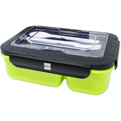 ifancy Yummy Lunch Box, Bento Box 1500 ml + galda piederumi, 3 nodalījumi, BPA-Free & Leak-Proof, Dishwasher, Microwave & Freezer Safe, Lunch Box bērniem un pieaugušajiem, zaļa