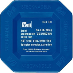 Prym 024190 Tapas, 0,60 x 30 mm, sudraba krāsā, 500 g, plastmasas kaste, tērauds, 30 x 0,6 mm