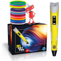 3D Plus pildspalva (12V) + itāļu valodas instrukcija un ilustrēta instrukcija + PLA filamenti 20 krāsas (4 fluorescējošas) - profesionāla 3D pildspalva, 3D pildspalva bērniem