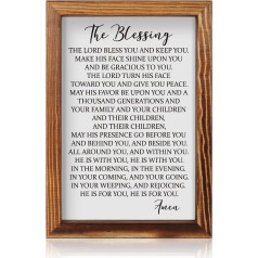 The Blessing Lyrics Kari Jobe Framed Wooden Sign Plaque (28x40cm), iedvesmojošs Bībeles pantiņš Amen Citāti Christian Home Decor, svētības lūgšanas sienas zīme mājām, virtuvei, lauku mājai