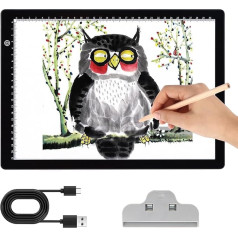 A4 gaismas kaste, 3 līmeņu regulējams spilgtuma spilgtums, C tipa USB barošanas kabelis, LED Diamond Painting gaismas dēlis vinila ravēšanai, rasēšanai, zīmēšanai