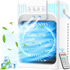 YeXhot Mobile Klimaanlage Luftkühler Mit Wasserkühlung, USB Ventilator Mit Fernbedienung,1200ml Wassertank, 2-8H Timer&7 Nachtlicht, 3 Cool Mist& 3 Geschwindigkeiten, Geeignet Für Schlafzimmer, Büro