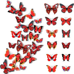 Pack of 24 3D Butterflies Decorative Butterfly Wall Stickers Butterfly Decoration Removable Wall Stickers Home Decoration Children's Room Bedroom Decoration