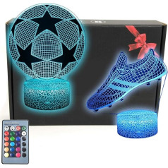 MARZIUS Football Shape LED Night Light, 3D Optical Illusion Night Light, 16 Colours, with USB Power Cable, for World Cup Football Fans Gift (Football Boot)