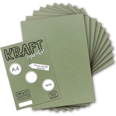 100x Vintage Kraftpapier in Grün - DIN A4 21 x 29,7 cm - 210 x 297 mm - 240 g/m² natur-grünes Recycling-Papier, ökologisch Bastel-Karton Einzel-Karte - UmWelt by GUSTAV NEUSER