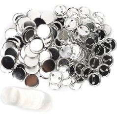 HEEPDD Pack of 100 Blank Pin Pogas, 44 mm 1,7 collu apaļas pogas daļas Metāla pogas Pin nozīmītes komplekts DIY amatniecības dāvanas suvenīri