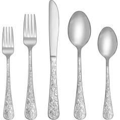 SHEUMHT 20-teiliges Silber besteck-Set im Vintage-Stil für 4 Personen, Besteckset aus Edelstahl mit Messer/Gabel/Löffel, Besteckset für Zuhause und Küche