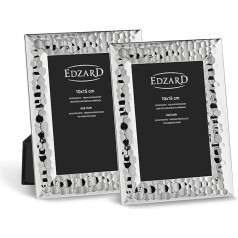 EDZARD Gubbio fotorāmīši 2 fotoattēlu komplekts 10 x 15 cm Elegants sudrabots, pret traipu izturīgs fotorāmis ar samta aizmugurējo daļu un 2 pakaramajiem foto rāmjiem, kas paredzēti novietošanai un piekāršanai