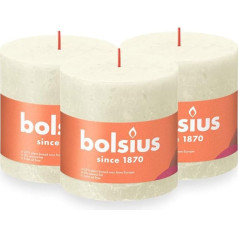 Свеча Bolsius Rustic Pillar Candle XXL, Ivory, Pack of 3, 10 x 10 см, Декоративные бытовые свечи, Время горения 62 часа, Без аромата, Содержит натуральный растительный