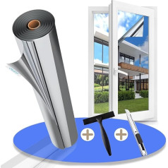 Gufoltie UV Protection Sun Protection Film Window Interior or Exterior 75 x 200 cm Mirror Film Window Privacy Self-Adhesive Window Film Residue-free Thermal Film Window Against Heat Silver