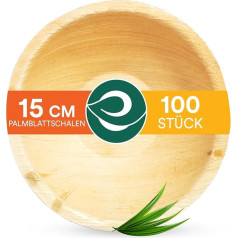 ECO SOUL 100% kompostējami lieli 15 cm, 470 ml palmu lapu trauki [100 gab. iepakojumā] Vienreizlietojamie bambusa stila trauki I Izturīgi, videi draudzīgi, izturīgi trauki I Bioloģiski noārdāmi eko trauki