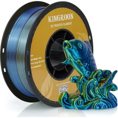 Kingroon Silk PLA filaments, trīs krāsu PLA filaments, 1.75 PLA filaments, daudzkrāsains 3D printera filaments, izmēru precizitāte +/- 0.03mm, 1kg spole, 1.75mm, sarkans/zils/dzeltens zīdains PLA