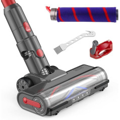 suzao šepetys Dyson V7 V8 V10 V11 V15 SV10, SV12, SV14, SV15, grindų antgalis su minkštu šepetėlio ritinėliu, 4LED lemputėmis ir trigerio barjeru, keičiamieji antgaliai kilimams, parketui, kietoms grindims, priedai