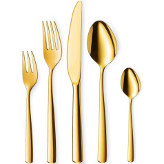 Targzier Goldenes Besteck Set 6 Personen, 30 teilig Besteck Set Gold aus Edelstahl, Glänzendes Goldenes Besteckset mit Messern, Gabeln und Löffeln, Besteck Spülmaschinenfest