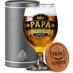 CROWNLY CRYSTAL® Geschenk für Papa Biergläser Geschenk Geburtstag Papa Bierglas personalisiert Lustiges Geschenk originelles Geschenk Vatertag Geschenk Papa Geburtstag Idee Geschenk Herren