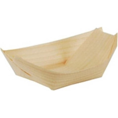 Einweggeschirr & Besteck 50 Fingerfood - Schalen, Holz 11 cm x 6,5 cm Schiffchen biologisch abbaubar