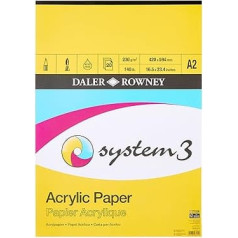 Daler-Rowney System3 Acrylpapier, Leinenstruktur, 230 г/м², A2, einseitig geklebt, 20 weiße Blätter, ideal für professionelle Künstler und Studenten