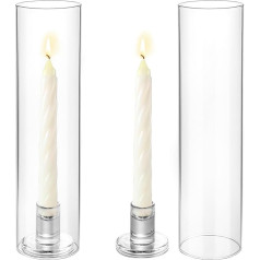 Hurricane 2 Pack Clear Glass Taper Candle Holders Tall Candle Holders galda dekorēšanai Kāzu svinību pasākumu dekorēšanai