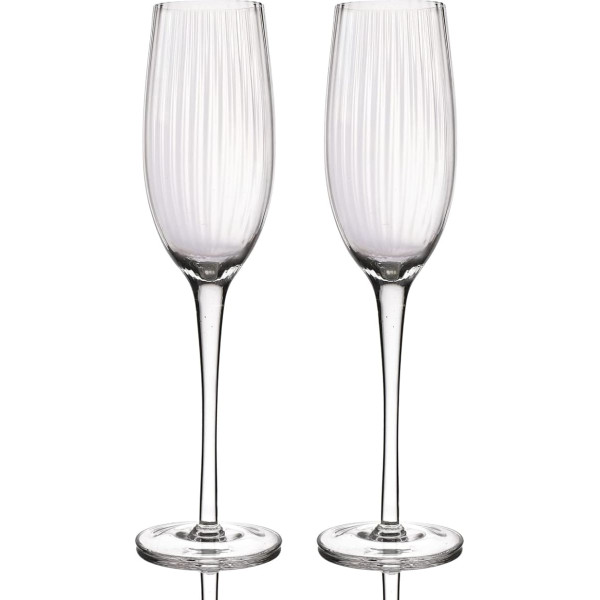 BarCraft 2 kausētu šampanieša flautu komplekts 2 x ar rokām darinātas glāzes dāvanu kastītē 200ml