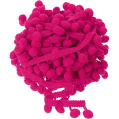 QUARKZMAN 10 jardų Pom Pom Ball Fringe Trim, juostelės siuvimo aksesuaras DIY amatai namų užuolaidų drabužių pagalvės apdaila (12 mm, fuksija)