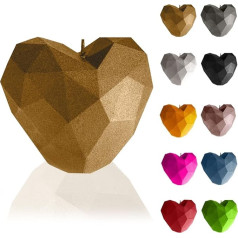 Candellana Candle Candle Heart Low Poly | Augstums: 8 cm | Classic Gold | Roku darbs ES, 7,8 x 8 x 9 cm, 5903104880545