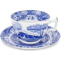 Spode Blue Italian Frühstückstassen und Untertassen, 0,28 л, 4 Stück