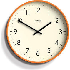 JONES CLOCKS® Studio apaļais sienas pulkstenis - apaļais pulkstenis - moderns pulkstenis - dizaina sienas pulksteņi - virtuves pulkstenis - viesistabas pulkstenis - biroja pulkstenis - viegli nolasāms ciparnīca - 30 cm (oranžs)