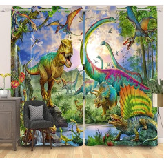 SDOTPMT 117 x 138 cm Dinozauras Langų Užuolaida Senas Laukinių gyvūnų žolė Miškas Vaikai Stumdomos užuolaidos Laukinės gamtos kraštovaizdis Nepermatomos užuolaidos gyvenamajam kambariui Blackout užuolaidos 2 vnt.