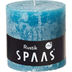 Spaas Rustic Pillar Candle 100/100 mm, ± 75 stundas, bez aromāta - tirkīza, 0633230.620, D 100 mm x H 100 mm