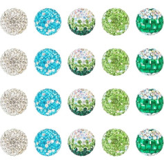 PandaHall 20 gab Polimēra māla rhinestone Pave Disco Ball pērlītes 16mm apaļas Spacer Loose pērlītes Bulk for DIY Crafts Bracelet Jewelry Making