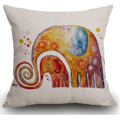 Smooffly Elephant Cushion Cover Watercolor Elephant Throw Pillow Case Home Decor vīriešiem/sievietēm Dzīvojamā istaba Guļamistaba Sofa krēsls 45x45cm