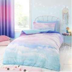 Catherine Lansfield Ombre Rainbow Clouds Pastel Pastel Reversible Single Duvet Cover Set ar spilvena pārvalku