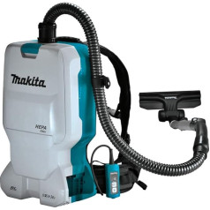 Makita DVC660Z mugursomas putekļsūcējs 2 x 18 V (bez akumulatora, bez lādētāja), tirkīza, 6 litri