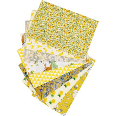 Cartisanat Fat Quarters Audumu saišķi 8 gabali 50 x 50 cm Šūšanas paraugs Ceturtdaļu nūjiņas Iepriekš sagriezti audumi quiltinga kvadrātu laukumiem Lapas Top kokvilnas saišķi Patchwork DIY amatniecība Dzeltens