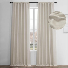 HPD Half Price Drapes BOCH-LN185-P 84 inch Drop Faux Linen Blackout aizkari Luksusa lina aizkari guļamistabai Dzīvojamā istaba (1 panelis), 50 x 84 cm, bērzs, lins, 50 x 84