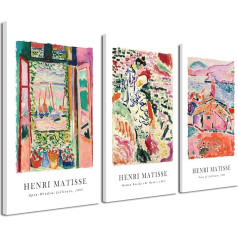 Wieco Art Leinwand-Kunst, 3-teilig, Henri Mattise, abstrakte bunte Matisse-Poster, Leinwanddrucke für Wand und Heimbüro-Dekorationen