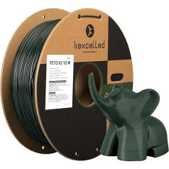 PETG filaments 1,75 mm, 3D drukāšanas filaments, +/- 0,03 mm, 1 kg spole, ķīmiskā izturība, piemērots lielākajai daļai FDM printeru, meža zaļš