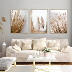 SWECOMZE Modern Plakātu komplekts - Pampas Grass Reeds Beige Nature - Sienas Attēli Dzīvojamās istabas iekārtojums Guļamistaba - Bez rāmja (Style B, 50 x 70 cm)