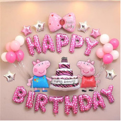 26 Stück Happy Birthday Banner - Fun Set Party Supplies Dekoration - Bunte Party Deko für Mädchen und Kleinkinder (Rosa-B)