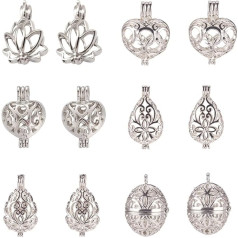 PandaHall Elite Platinum Cross Hollow Pendant Pearl Bead Cages Aromaterapijas ēterisko eļļu difuzora Locket Cage Charms for DIY Bracelet Necklace Earrings Jewellery Making