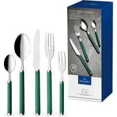 Villeroy & Boch - Play! Green Garden Tafelbesteck 30 Teilig 6 Personen, Spülmaschinenfest, Besteck Grün Bunte Griffe, Besteck Mit Kunststoffgriffen, Besteck Set, Essbesteck, Messer, Gabel, Löffel