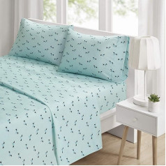 Intelligent Design Printed Triangle Ultra Soft Wrinkle Free Casual Full Novelty Aqua Dogs Flat Sheet